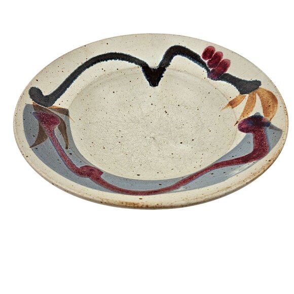 Handmade Ceramic Bowl Abstract Design 10in Rustic Pottery Decor Artisan Crafted - Picture 4 of 10